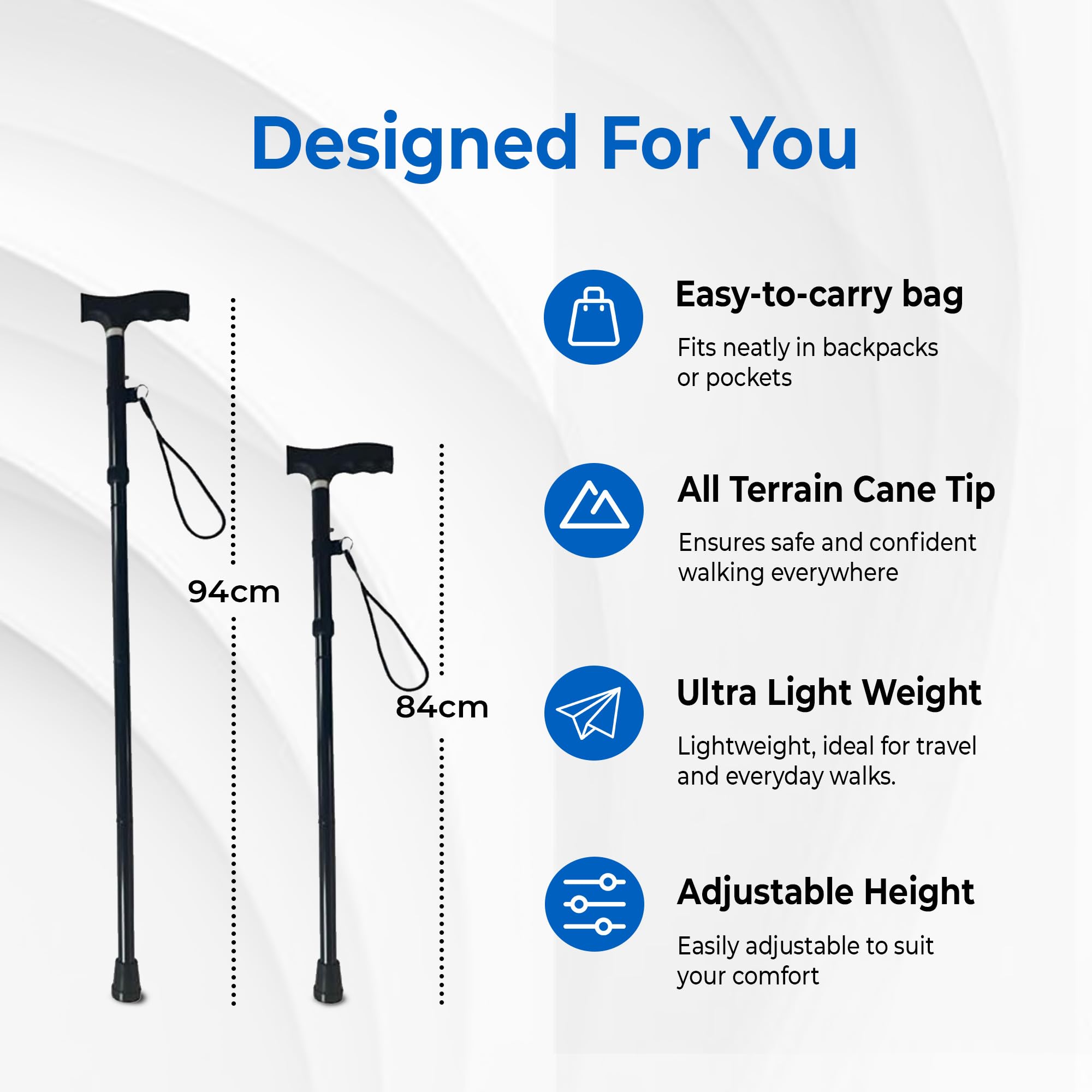 Life Healthcare Walking Stick, Flexible and Durable Walking Aid